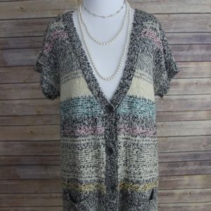 MAURICES Multi-Color Striped Short-Sleeve Cardigan
